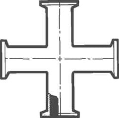 VNE - 4", Clamp Style, Sanitary Stainless Steel Pipe Cross - Tube OD Connection, Grade 316/316L - Americas Industrial Supply