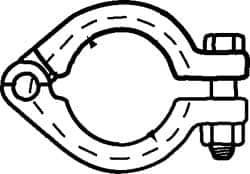 VNE - 2-1/2", E-Line Style, Sanitary Stainless Steel Pipe Unpolished Clamp with Bolt - Tube OD Connection, Grade 304 - Americas Industrial Supply