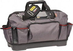 Stanley - 16 Pocket Black & Gray Polyester Tool Bag - 9-1/4" Wide x 19-1/4" Deep x 12-3/4" High - Americas Industrial Supply