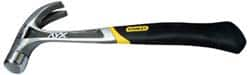 Stanley - 1 Lb Head, Curved Claw Nail Hammer - 13-1/2" OAL, Forged Steel Head, 1-3/16" Face Diam, Smooth Face, Steel Handle with Grip - Americas Industrial Supply