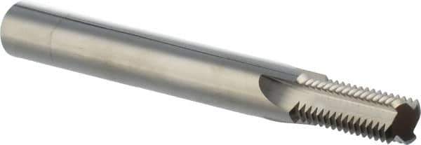 Scientific Cutting Tools - 1/4-19, 3/8-19 Thread, 3/8" Shank Diam, Bright Coating, Solid Carbide Straight Flute Thread Mill - 4 Flutes, 3-1/2" OAL, 1/4" Min Noml Diameter - Americas Industrial Supply