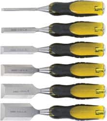 Stanley - 6 Piece Wood Chisel Set - 9" OAL, Bi-Material, Sizes Included 1/4 to 1-1/2" - Americas Industrial Supply