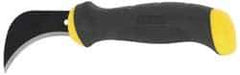 Stanley - Fixed Linoleum Knife - 3" Blade, Yellow & Black Bi-Material Rubber Grip Handle, 1 Blade Included - Americas Industrial Supply