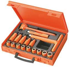 Facom - 17 Piece 1/2" Drive Socket Set - 12 Points, 8mm to 19mm Range, Metric Measurement Standard - Americas Industrial Supply