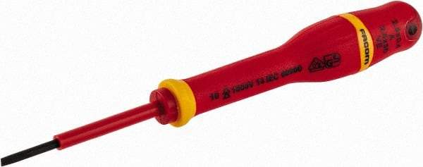 Facom - 150mm OAL Standard Slotted Screwdriver - 100mm Blade Length, Round Shank, Ergonomic Handle - Americas Industrial Supply