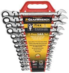 GearWrench - 13 Piece, 5/16" to 1", Combination Wrench Set - Inch Measurement Standard, Chrome Finish, Comes in Tray - Americas Industrial Supply