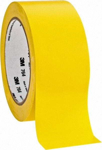 3M - Yellow Solid Color Vinyl Tape - 2" Wide x 108' Long x 0.005" Thick, General Traffic - Americas Industrial Supply
