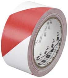 3M - Red & White Striped Vinyl Tape - 2" Wide x 108' Long x 0.005" Thick, General Traffic - Americas Industrial Supply