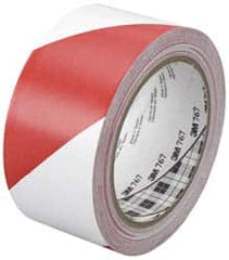 3M - Red & White Striped Vinyl Tape - 2" Wide x 108' Long x 0.005" Thick, General Traffic - Americas Industrial Supply
