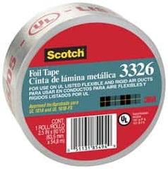 3M - 2-1/2" x 55m Silver Foil Tape - 4.4 mil, Acrylic Adhesive, Aluminum Foil Backing, -20°F to 250°F, Series 3326 - Americas Industrial Supply