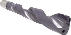 Allied Machine and Engineering - 19.5mm 140° Solid Carbide Jobber Drill - Bright Finish, Right Hand Cut, Spiral Flute, Straight Shank, 7-7/8" OAL, Standard Point - Americas Industrial Supply