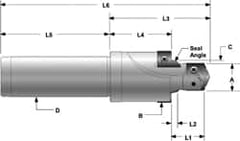 Allied Machine and Engineering - IS0 11926-1, SAE J1926-1/MS-16142 Standard, 1/2-20" Thread, 5 Tube Dash Number, 12° Porting Angle, 29/64" Pilot Diam, 5/8" Shank Diam, Indexable Spade Blade Insert Porting Tool - 2 Porting Inserts, 3.402" Overall Length - Americas Industrial Supply