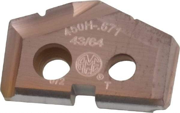 Allied Machine and Engineering - 43/64" Diam x 1/8" Thick, Seat Code 0, 132° Included Angle Spade Drill Insert - AM200 Coated, Cobalt, Series GEN2 T-A - Americas Industrial Supply