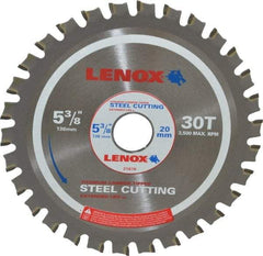 Lenox - 5-3/8" Diam, 20mm Arbor Hole Diam, 30 Tooth Wet & Dry Cut Saw Blade - Titanium Carbide-Tipped, General Purpose Action, Standard Round Arbor - Americas Industrial Supply