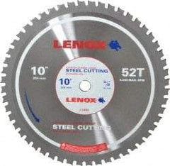 Lenox - 10" Diam, 5/8" Arbor Hole Diam, 52 Tooth Wet & Dry Cut Saw Blade - Titanium Carbide-Tipped, General Purpose Action, Standard Round Arbor - Americas Industrial Supply