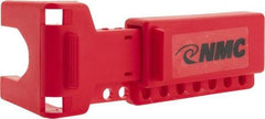 NMC - 1-1/4 Inch Max Valve Handle Size, Polypropylene Handle On Ball Valve Lockout - 5/16 Inch Max Shackle Diameter, Red - Americas Industrial Supply