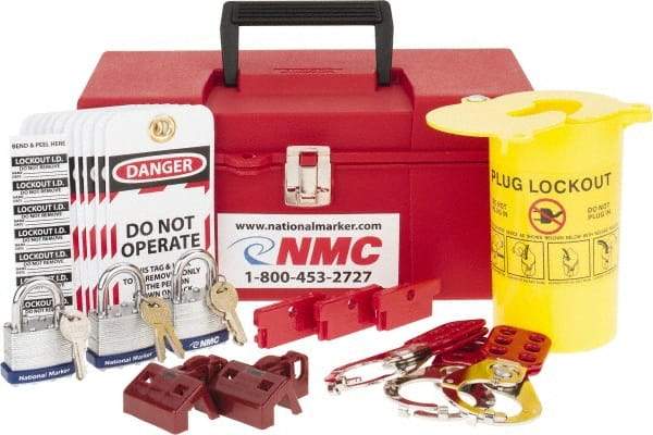 NMC - 40 Piece Electrical Lockout Kit - Keyed Differently, Comes in Tool Box - Americas Industrial Supply