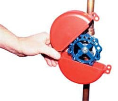 NMC - 1 to 2-1/2 Inch Valve Handle Size, Polypropylene Rotating Gate Valve Wheel Lockout - 5/16 Inch Max Shackle Diameter, Red - Americas Industrial Supply