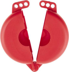 NMC - 2-1/2 to 5 Inch Valve Handle Size, Polypropylene Rotating Gate Valve Wheel Lockout - 3/8 Inch Max Shackle Diameter, Red - Americas Industrial Supply