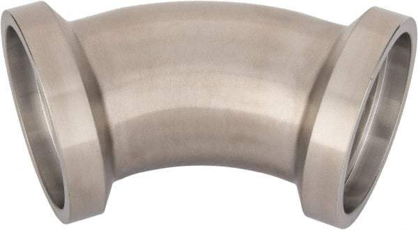 VNE - 2", E-Line Style, Sanitary Stainless Steel Pipe 45° Elbow - Female x Female Connection, Grade 304 - Americas Industrial Supply