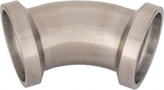 VNE - 2", E-Line Style, Sanitary Stainless Steel Pipe 45° Elbow - Female x Female Connection, Grade 304 - Americas Industrial Supply