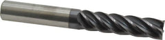 Accupro - 1/2", 2" LOC, 1/2" Shank Diam, 4" OAL, 5 Flute, Solid Carbide Square End Mill - Single End, AlTiN Finish, Spiral Flute, Variable° Helix, Centercutting, Right Hand Cut, Right Hand Flute - Americas Industrial Supply
