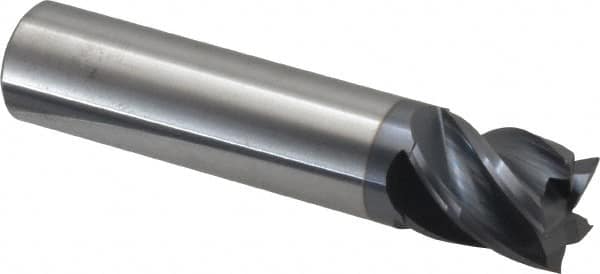 Accupro - 5/8", 3/4" LOC, 5/8" Shank Diam, 3" OAL, 5 Flute, Solid Carbide Square End Mill - Single End, AlTiN Finish, Spiral Flute, Variable° Helix, Centercutting, Right Hand Cut, Right Hand Flute - Americas Industrial Supply