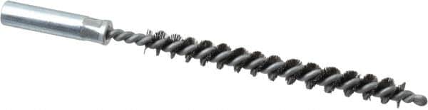 Value Collection - 1/4" Diam Helical Steel Tube Brush - 0.006" Filament Diam, 2-3/8" Brush Length, 4" OAL, 3/16-24 Female Shank - Americas Industrial Supply