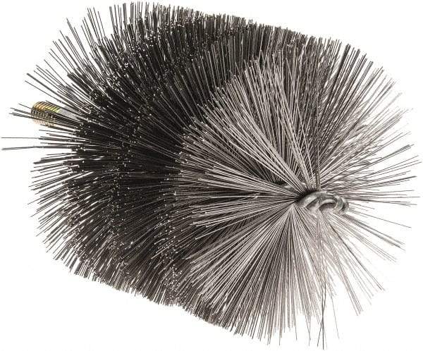 Value Collection - 5-1/2" Diam Helical Steel Tube Brush - 0.02" Filament Diam, 4-1/4" Brush Length, 7-1/2" OAL, 1/2-12 Male Shank - Americas Industrial Supply