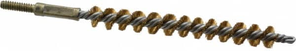 Value Collection - 3/8" Diam Helical Brass Tube Brush - 0.005" Filament Diam, 3-1/8" Brush Length, 5-1/8" OAL, 3/16-24 Male Shank - Americas Industrial Supply