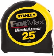 Stanley - 25' x 1-1/4" Yellow Blade Tape Measure - 1/16" Graduation, Inch Graduation Style, Yellow/Black Case - Americas Industrial Supply