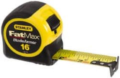 Stanley - 16' x 1-1/4" Yellow Blade Tape Measure - 1/16" Graduation, Inch Graduation Style, Yellow/Black Case - Americas Industrial Supply