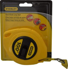 Stanley - 100' x 3/8" Yellow Blade Tape Measure - 1/8" Graduation, Inch Graduation Style, Yellow Case - Americas Industrial Supply