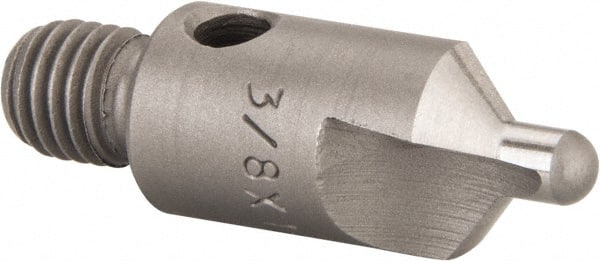 Made in USA - 1-1/8" OAL, 3/8" Head Diam, 2 Flute, 100° Incl Angle, Integral Pilot, Adjustable Stop Countersink - Americas Industrial Supply