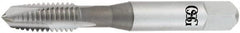 OSG - #4-40 UNC, 2 Flute, TiN Finish, High Speed Steel Spiral Point Tap - Plug Chamfer, Right Hand Thread, 1-7/8" OAL, 9/16" Thread Length, 0.141" Shank Diam, 2B Class of Fit - Exact Industrial Supply
