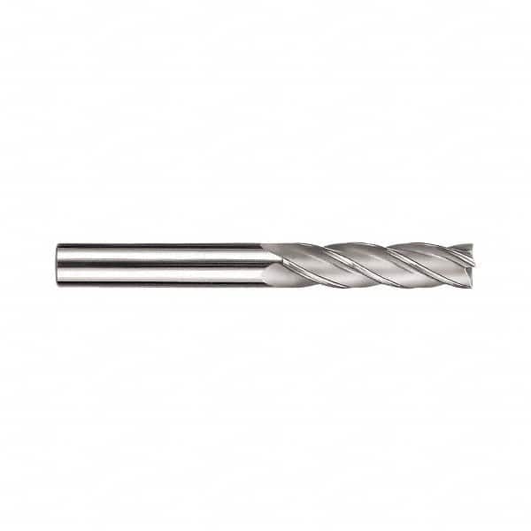 SGS - 5/8", 2-1/4" LOC, 5/8" Shank Diam, 5" OAL, 4 Flute, Solid Carbide Square End Mill - Single End, TiN Finish, Spiral Flute, 30° Helix, Centercutting, Right Hand Cut, Right Hand Flute, Series 1L - Americas Industrial Supply