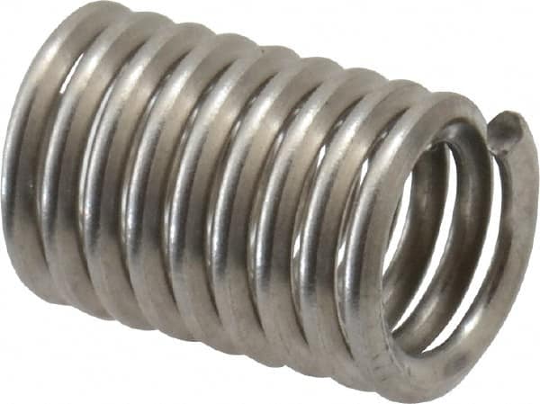 Recoil - #10-24 UNC, 0.475" OAL, Free Running Helical Insert - 9-1/4 Free Coils, Tanged, Stainless Steel, Bright Finish, 2-1/2D Insert Length - Americas Industrial Supply