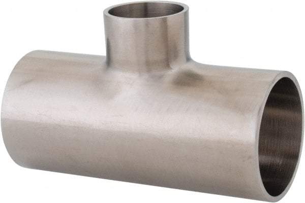 VNE - 1-1/2 x 1-1/2 x 1", Weld Style, Sanitary Stainless Steel Pipe Tee - Butt Weld x Butt Weld x Butt Weld Connection, Grade 316L - Americas Industrial Supply