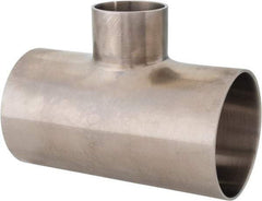 VNE - 2-1/2 x 2-1/2 x 1-1/2", Weld Style, Sanitary Stainless Steel Pipe Tee - Butt Weld x Butt Weld x Butt Weld Connection, Grade 316L - Americas Industrial Supply