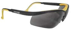 DeWALT - Smoke Lenses, Framed Safety Glasses - Anti-Fog, Scratch Resistant, Black/Yellow Plastic Frame, Adjustable Temples, Size Universal, Wrap Around - Americas Industrial Supply