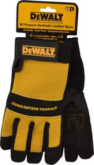 DeWALT - Size L (9) Synthetic Leather General Protection Work Gloves - For General Purpose, Uncoated, Hook & Loop Cuff, Full Fingered, Black/Yellow, Paired - Americas Industrial Supply