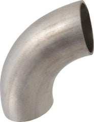VNE - 1-1/4", Unpolished Style, Sanitary Stainless Steel Pipe 90° Elbow - Butt Weld x Butt Weld Connection, Grade 304 - Americas Industrial Supply