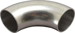 VNE - 1-1/2", Unpolished Style, Sanitary Stainless Steel Pipe 90° Elbow - Butt Weld x Butt Weld Connection, Grade 304 - Americas Industrial Supply