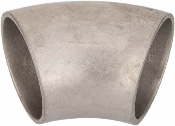 VNE - 1-1/4", Unpolished Style, Sanitary Stainless Steel Pipe 45° Elbow - Butt Weld x Butt Weld Connection, Grade 316L - Americas Industrial Supply