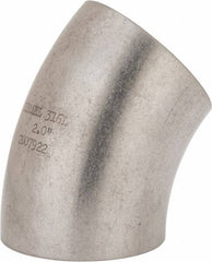 VNE - 2", Unpolished Style, Sanitary Stainless Steel Pipe 45° Elbow - Butt Weld x Butt Weld Connection, Grade 316L - Americas Industrial Supply