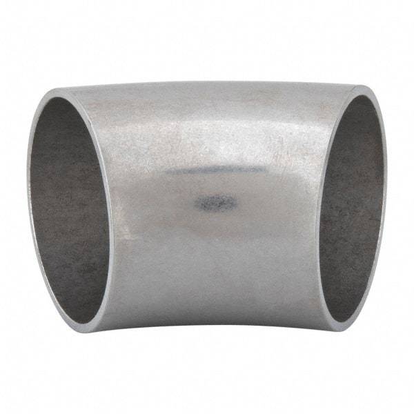VNE - 1-1/2", Unpolished Style, Sanitary Stainless Steel Pipe 45° Elbow - Butt Weld x Butt Weld Connection, Grade 304 - Americas Industrial Supply