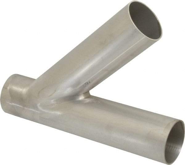 VNE - 2", Unpolished Style, Sanitary Stainless Steel Pipe 45° Lateral - Butt Weld x Butt Weld x Butt Weld Connection, Grade 304 - Americas Industrial Supply