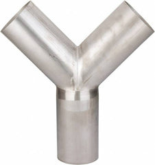 VNE - 4", Unpolished Style, Sanitary Stainless Steel Pipe True Y - Butt Weld x Butt Weld x Butt Weld Connection, Grade 304 - Americas Industrial Supply