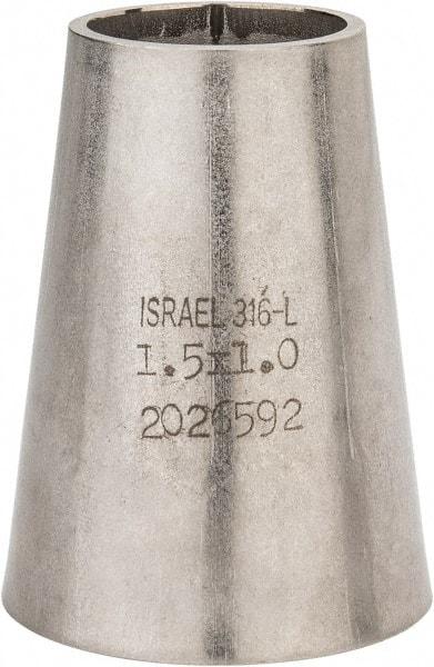 VNE - 1-1/2 x 1", Unpolished Style, Sanitary Stainless Steel Pipe Concentric Reducer - Butt Weld x Butt Weld Connection, Grade 316L - Americas Industrial Supply