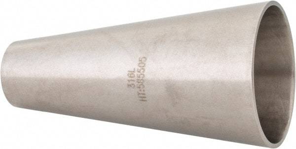 VNE - 2 x 1", Unpolished Style, Sanitary Stainless Steel Pipe Concentric Reducer - Butt Weld x Butt Weld Connection, Grade 316L - Americas Industrial Supply